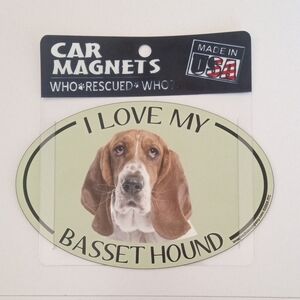I Love My Basset Hound Car Magnet